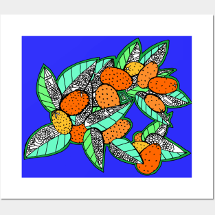 Juicy Ripe California Kumquats with Pop Art Leaves Posters and Art